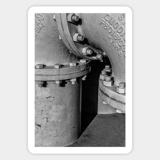 Industrial Pipe in Black and White Sticker by jecphotography